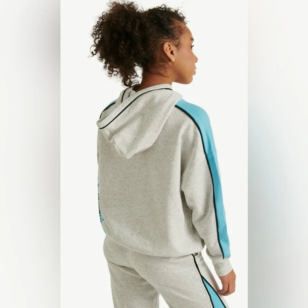 Justice x NASCAR Girls Fleece Hoodie NWT XS 5/6 Pearl Heather Colorblock